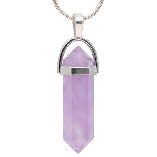 Amethyst, hell | Doppelspitze, gefasst | silberfarbene Öse