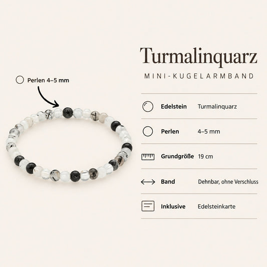 Steckbrief Turmalinquarz Mini-Kugelarmband