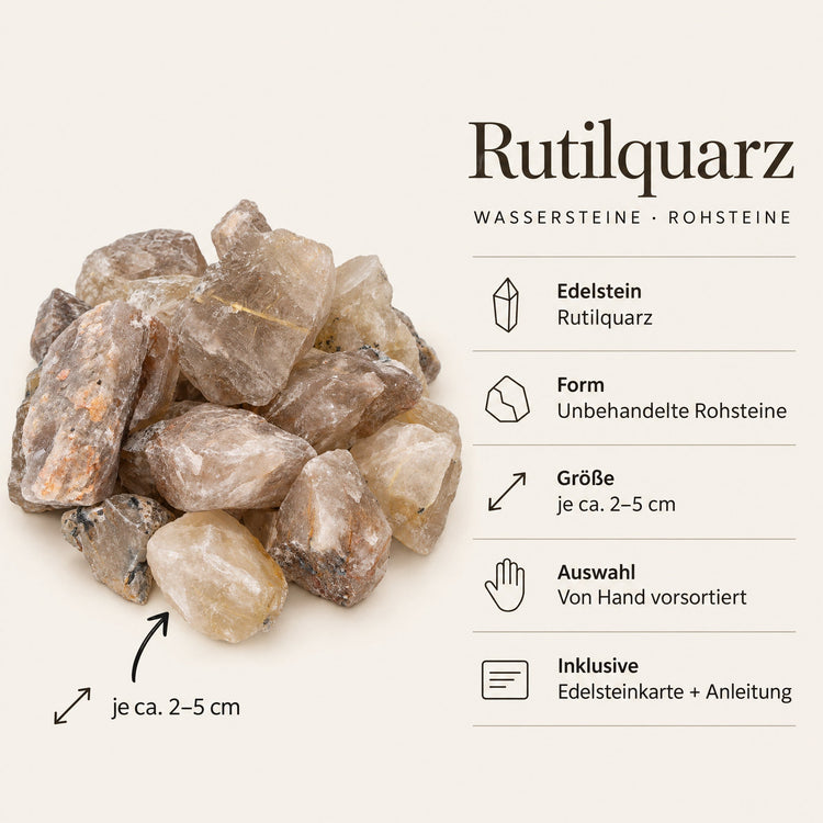 Steckbrief Rutilquarz Wassersteine – je ca. 2–5 cm