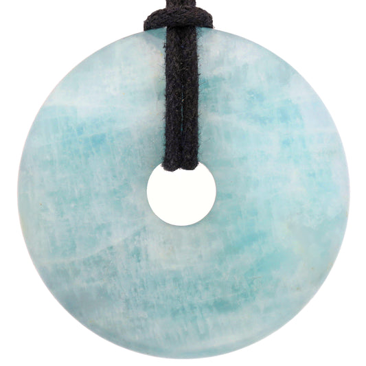 Aquamarine Donut | 40 mm pendant + cotton cord