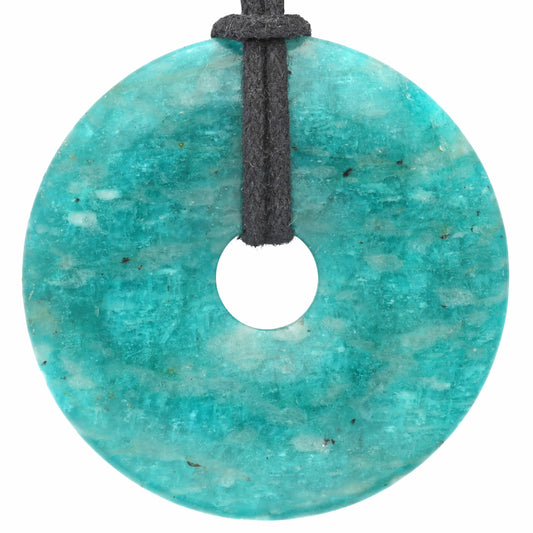 Amazonite Donut | 40 mm Pendant + Cotton Cord