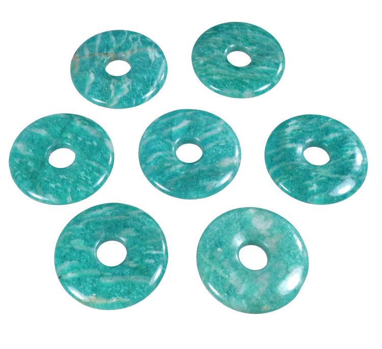 Amazonit Donut | 30 mm Anhänger + Baumwollband
