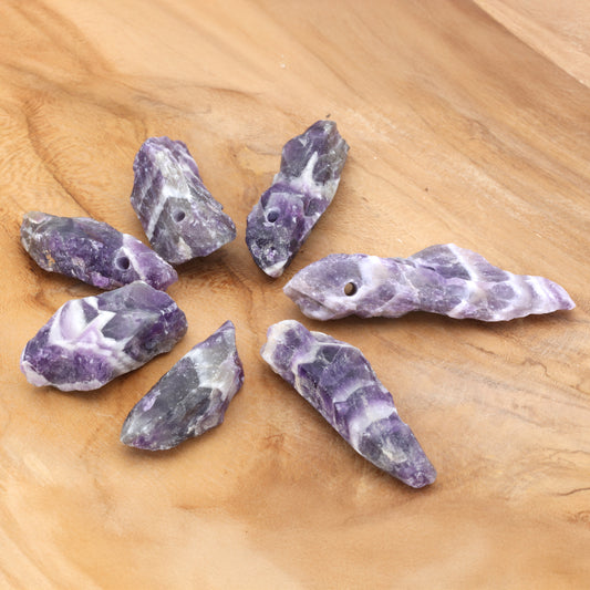 Chevron Amethyst raw stone pendant