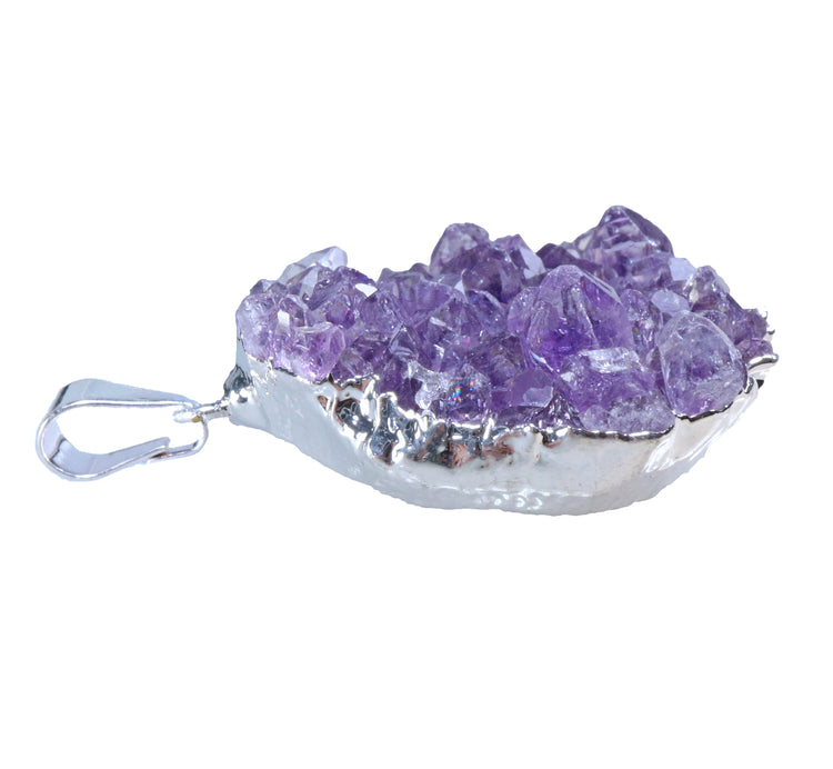 Amethyst geode rough stone pendant