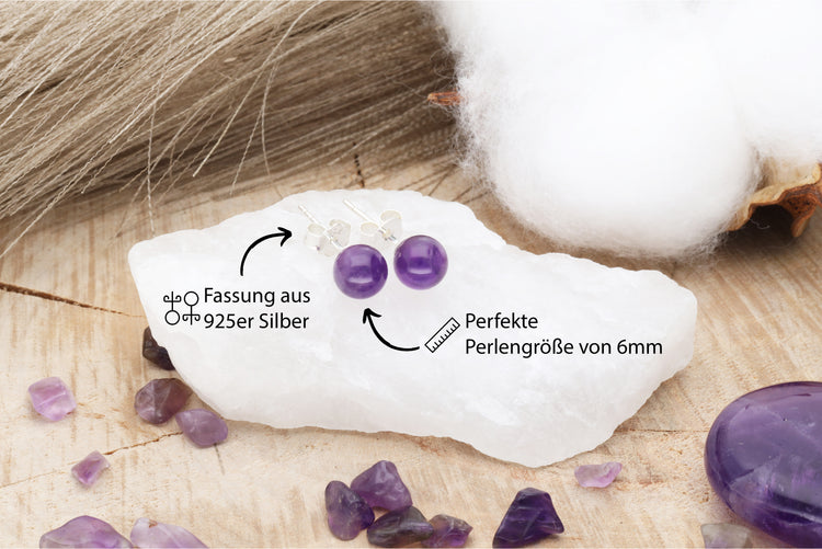 Amethyst Ohrstecker 6 mm | 925er Silber