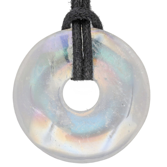 Angel Aura Rock Crystal Donut | 30 mm Pendant + Cotton Cord