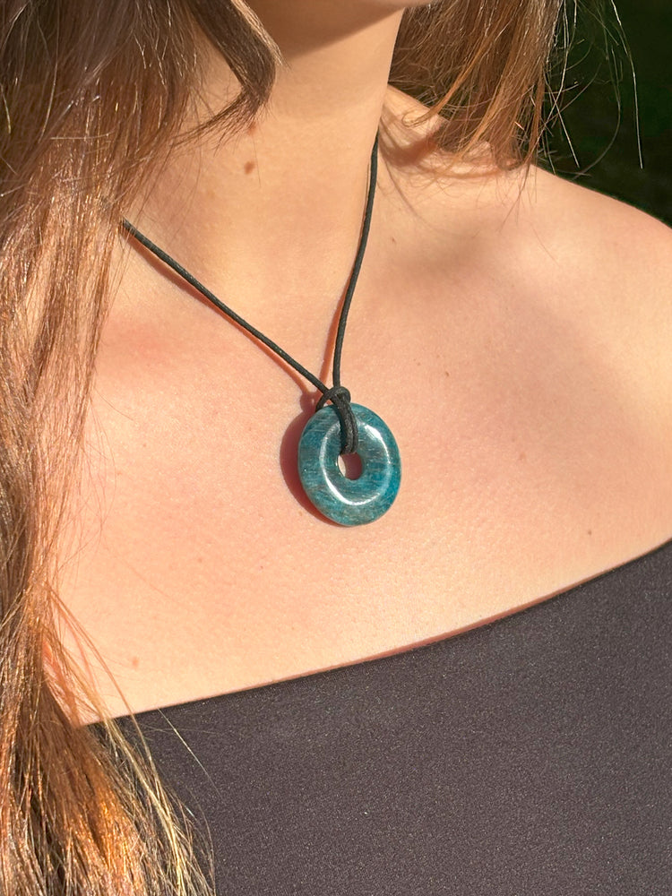 Apatite Donut | 30 mm Pendant + Cotton Cord