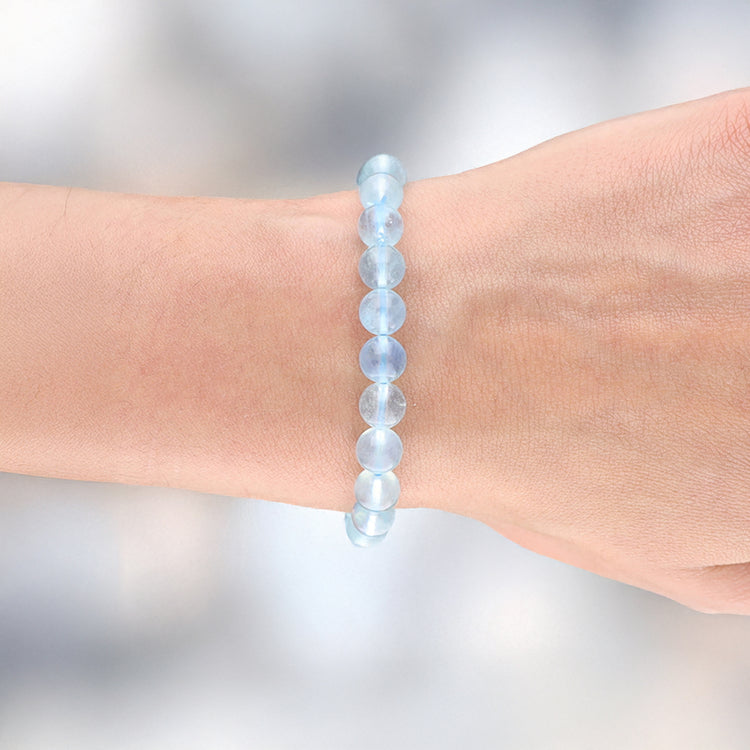 Aquamarine bead bracelet | 8 mm
