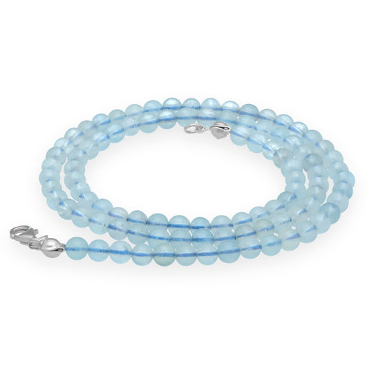 Aquamarine ball chain | Ø 4mm with 925 silver clasp | 45cm