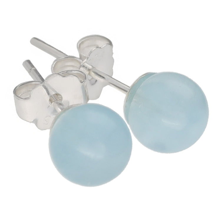 Aquamarine stud earrings 6 mm | 925 silver