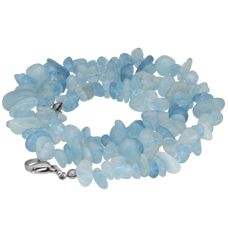 Aquamarine chip necklace | 45+5 cm extension chain | 925 silver