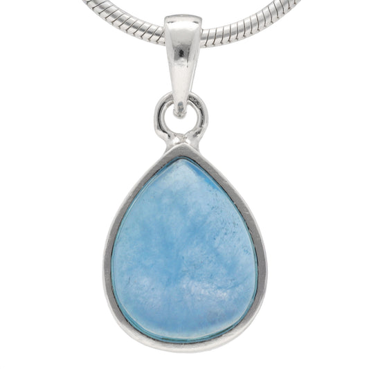 Aquamarine drop-shaped pendant | Set in silver