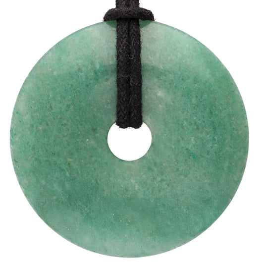 Aventurine, green donut | 40 mm pendant + cotton cord
