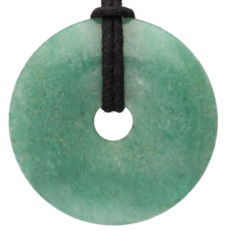 Aventurine, green donut | 40 mm pendant + cotton cord