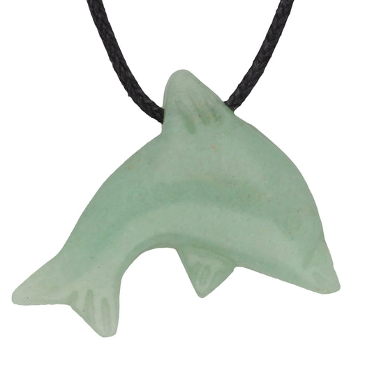 Aventurine, green dolphin pendant