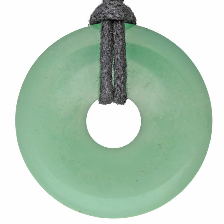 Aventurine, green donut | 30 mm pendant + cotton cord