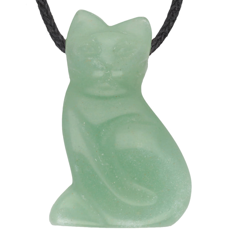 Aventurine, green cat pendant