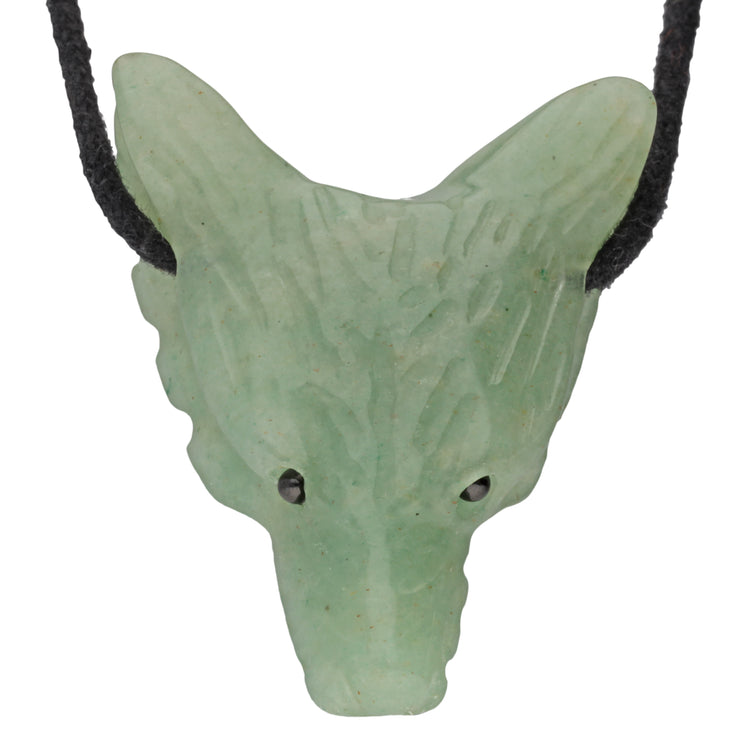 Aventurine, green wolf head pendant