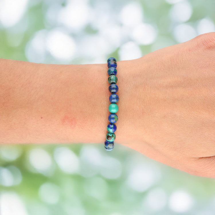 Azurit- Malachit Kugelarmband | 6 mm