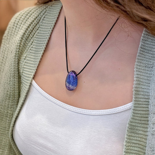 Fluorite, colorful drop pendant