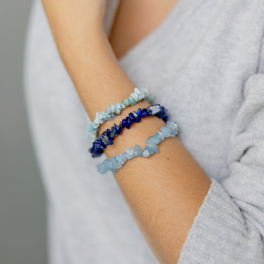 Aquamarine chip bracelet