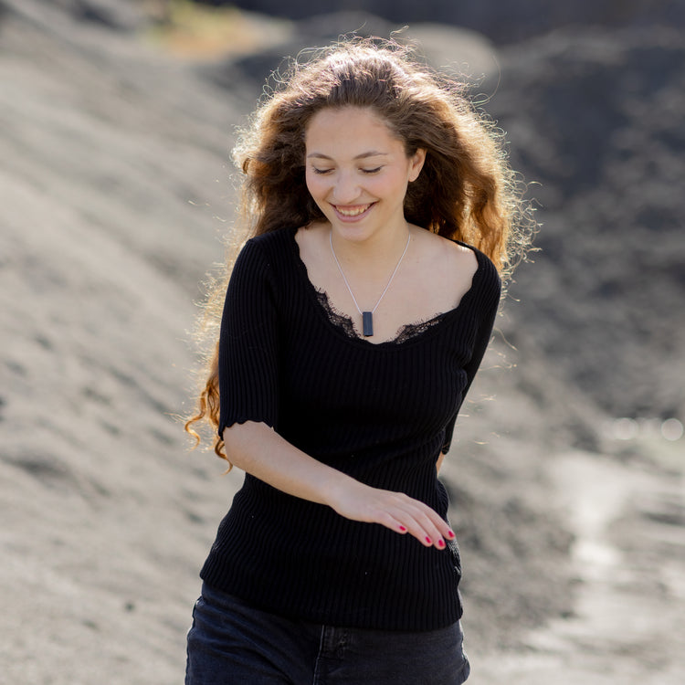 Tourmaline, black (Schörl) raw stone pendant