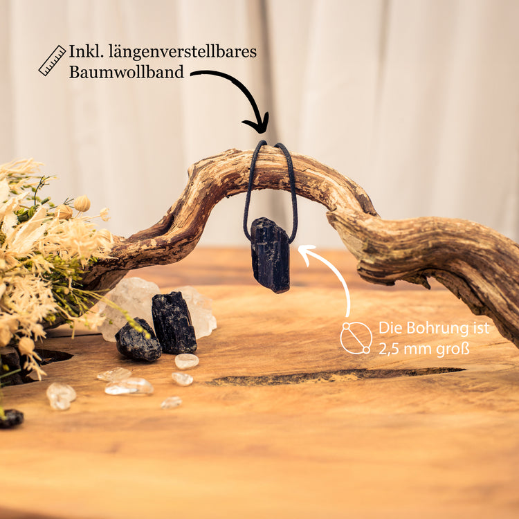 Tourmaline, black (Schörl) raw stone pendant