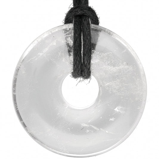 Rock crystal donut | 30 mm pendant + cotton cord