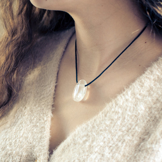 Rock crystal drop pendant
