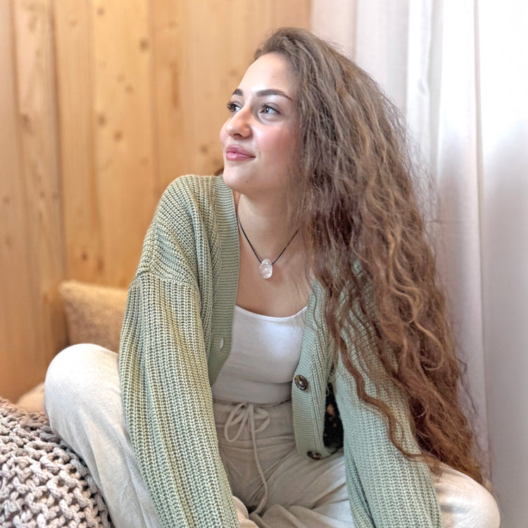 Rock crystal drop pendant