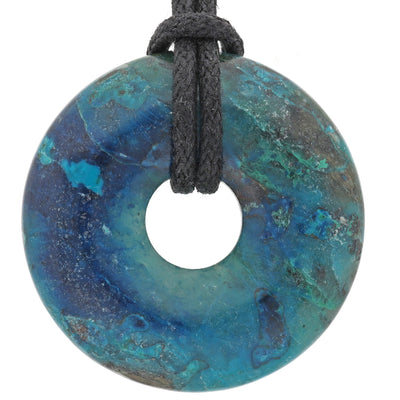 Chrysocolla Donut Pendant | 30 mm Pendant + Cotton Cord