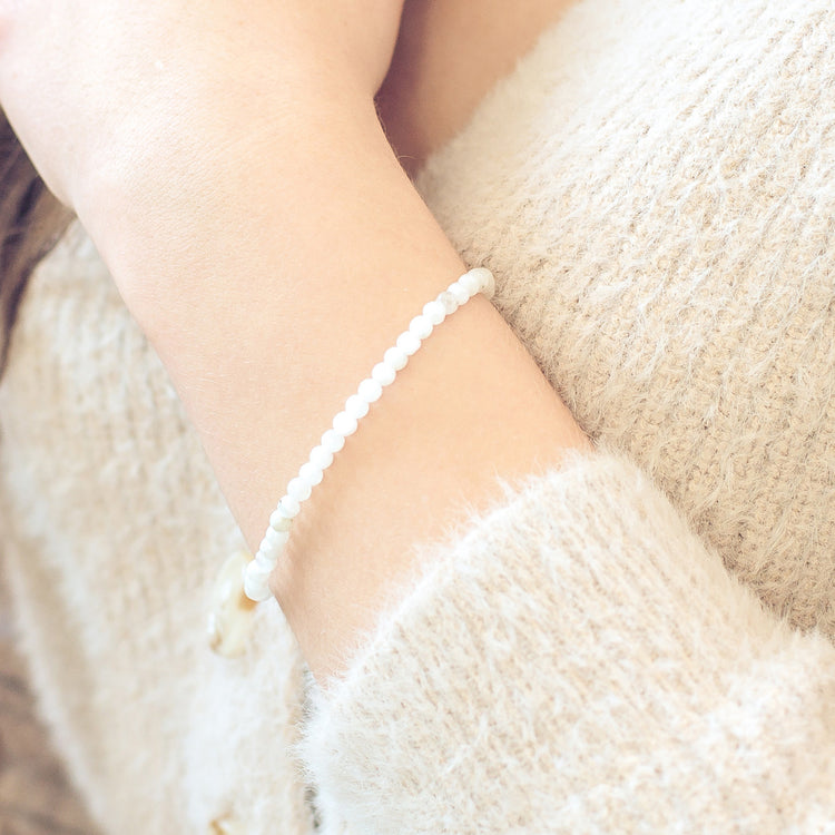 Rainbow Moonstone Mini Bead Bracelet | 4 mm