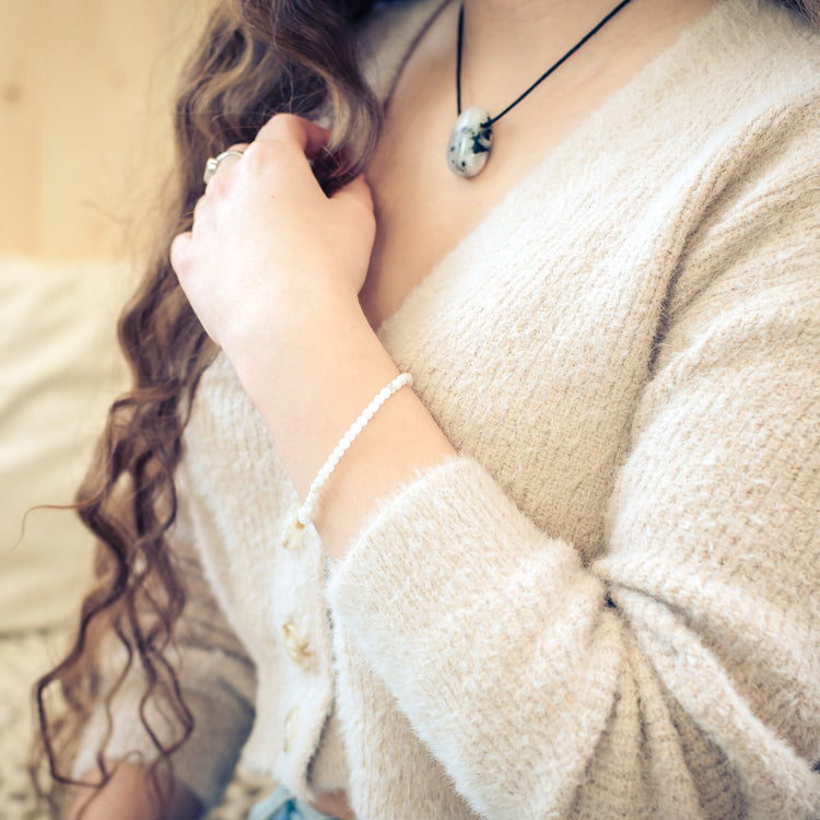 Rainbow Moonstone Mini Bead Bracelet | 4 mm