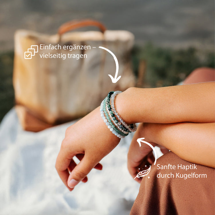 Moss agate mini bead bracelet | 4 mm