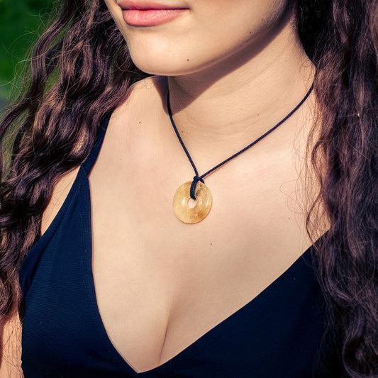 Citrine Donut | 30 mm pendant + cotton cord