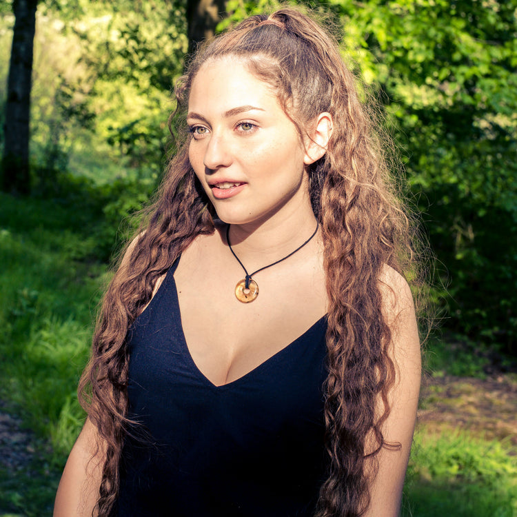 Bernstein Donut | 30 mm Anhänger + Baumwollband