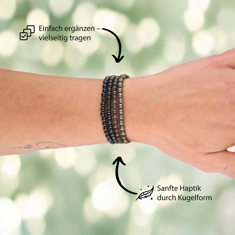 Tourmaline, black (Schörl) mini ball bracelet | 4mm