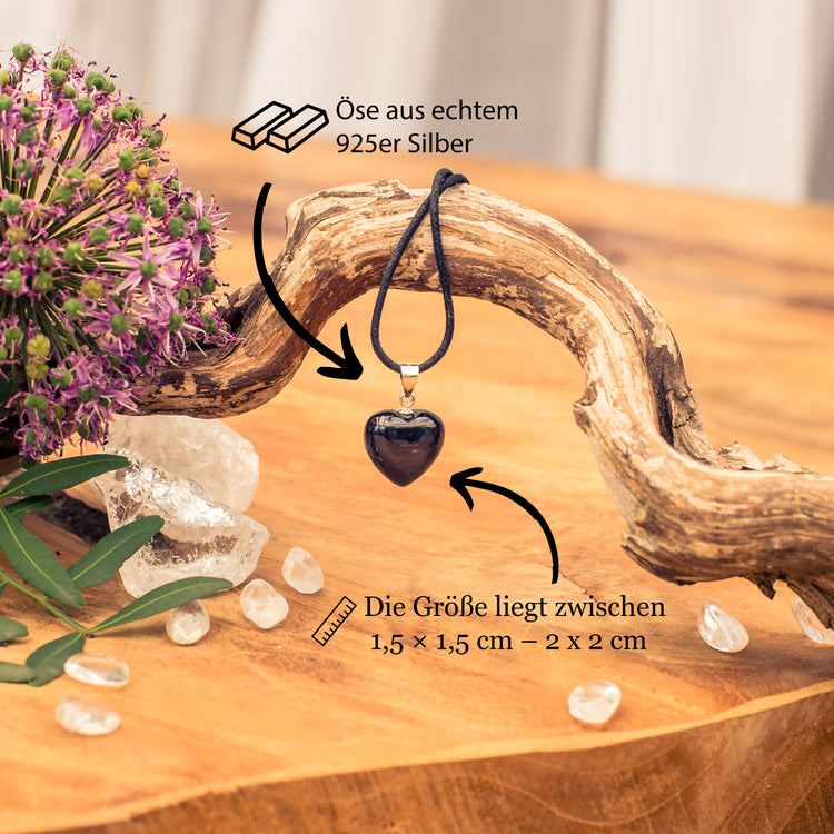 Tourmaline (Schörl) heart pendant | 2x2cm