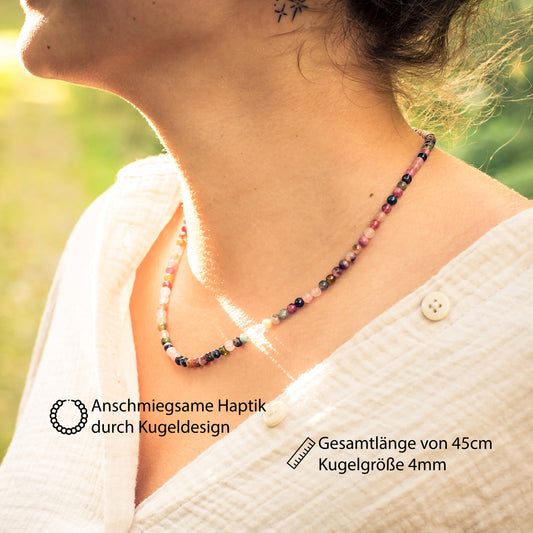 Colorful tourmaline ball chain | Ø 4mm with 925 silver clasp | 45cm
