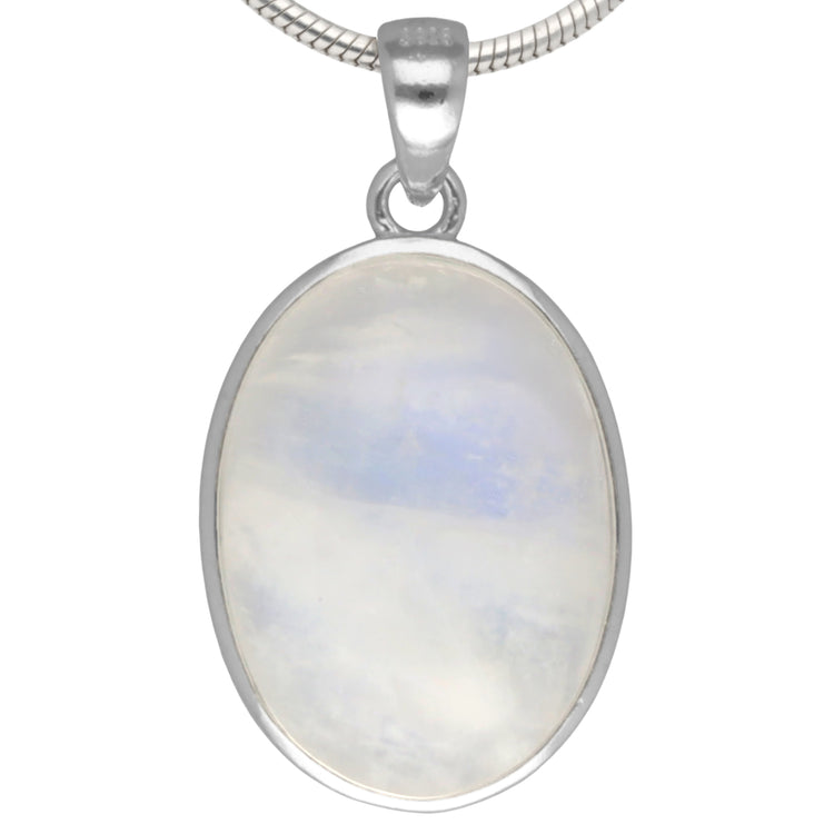 Rainbow moonstone pendant (oval) set in silver