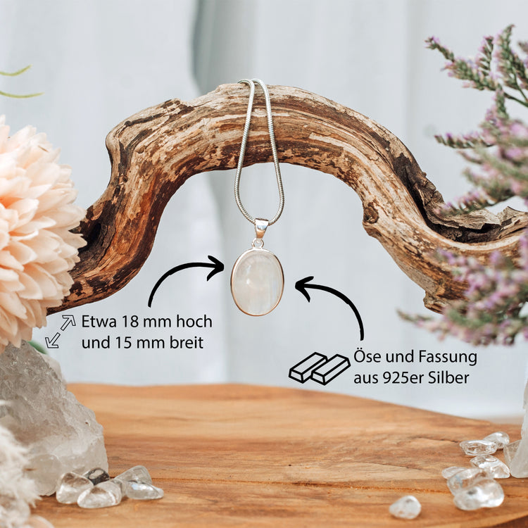 Rainbow moonstone pendant (oval) set in silver