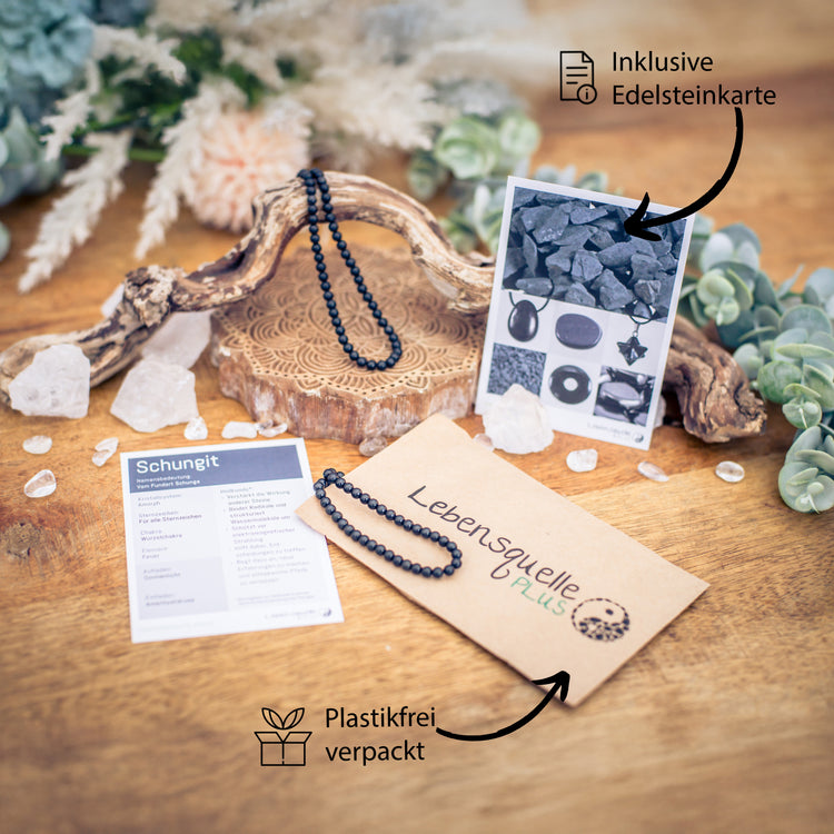 Shungite bead chain | Ø 4mm with 925 silver clasp | 45cm