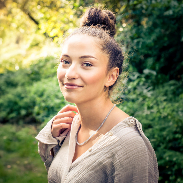 Aquamarine ball chain | Ø 4mm with 925 silver clasp | 45cm