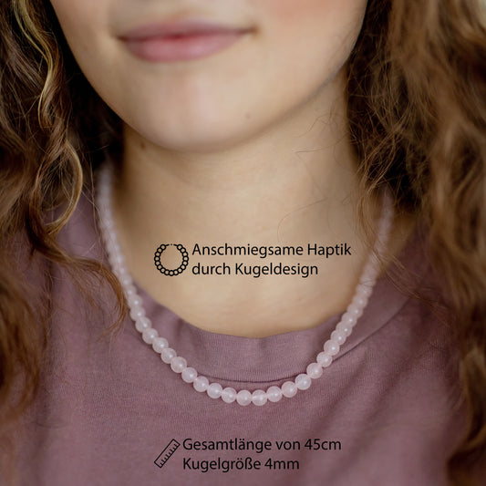 Rose quartz bead chain | Ø 4mm with 925 silver clasp | 45cm