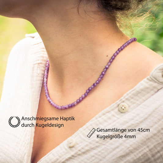 Lepidolite bead chain | Ø 4mm with 925 silver clasp | 45cm