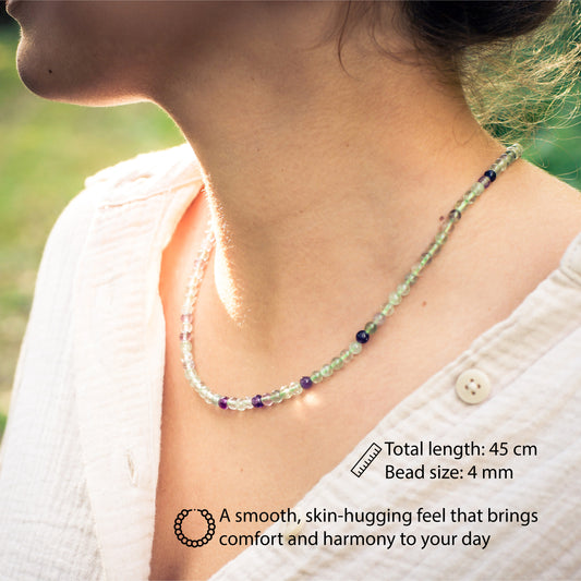 Fluorite, colorful ball chain | Ø 4mm with 925 silver clasp | 45cm