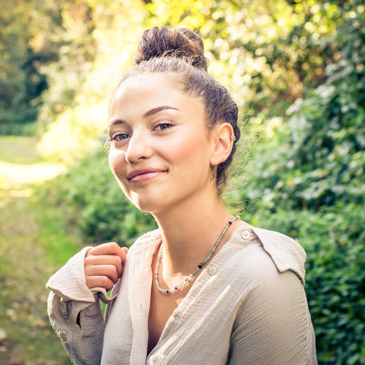 Fluorite, colorful ball chain | Ø 4mm with 925 silver clasp | 45cm