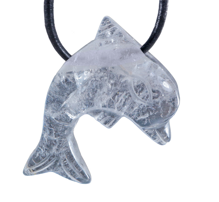 Rock crystal dolphin pendant