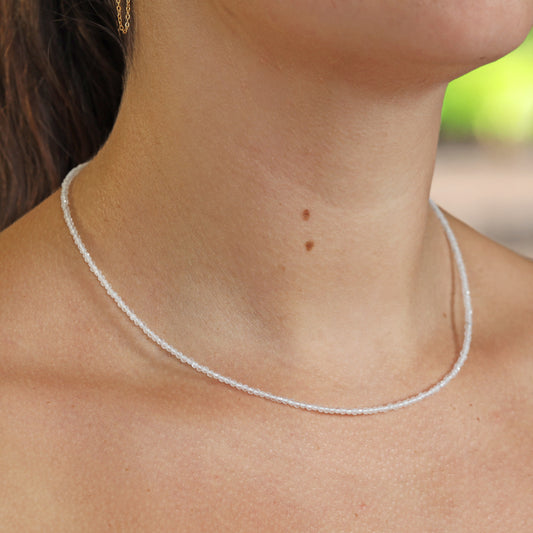 Emerald pearl necklace faceted | 45 cm + clasp