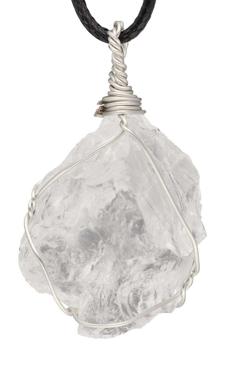 Rock crystal, set raw stone pendant